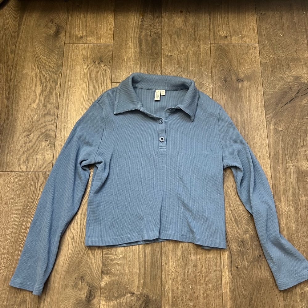 &OtherStories blue waffle collared shirt